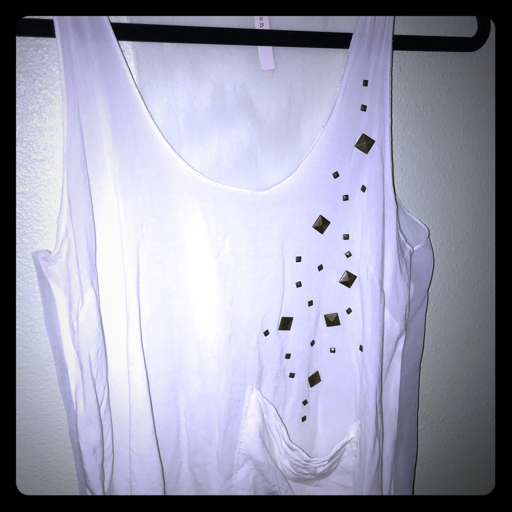White Gold Studded Tank